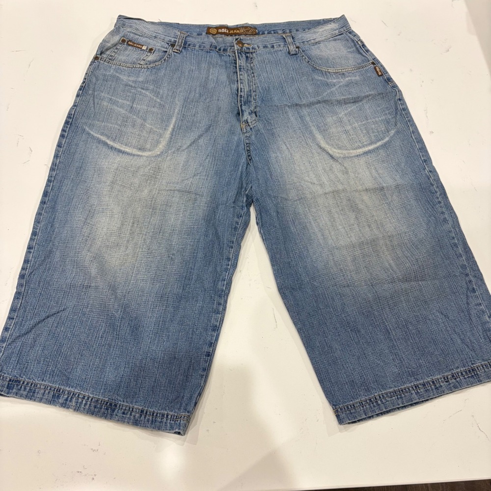Noiz Jeans Mens 42 Baggy Denim Shorts Blue Light Wash Y2K Skater Streetwear